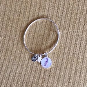 Alex and Ani Purple Feather Silver Charm Bracelet
